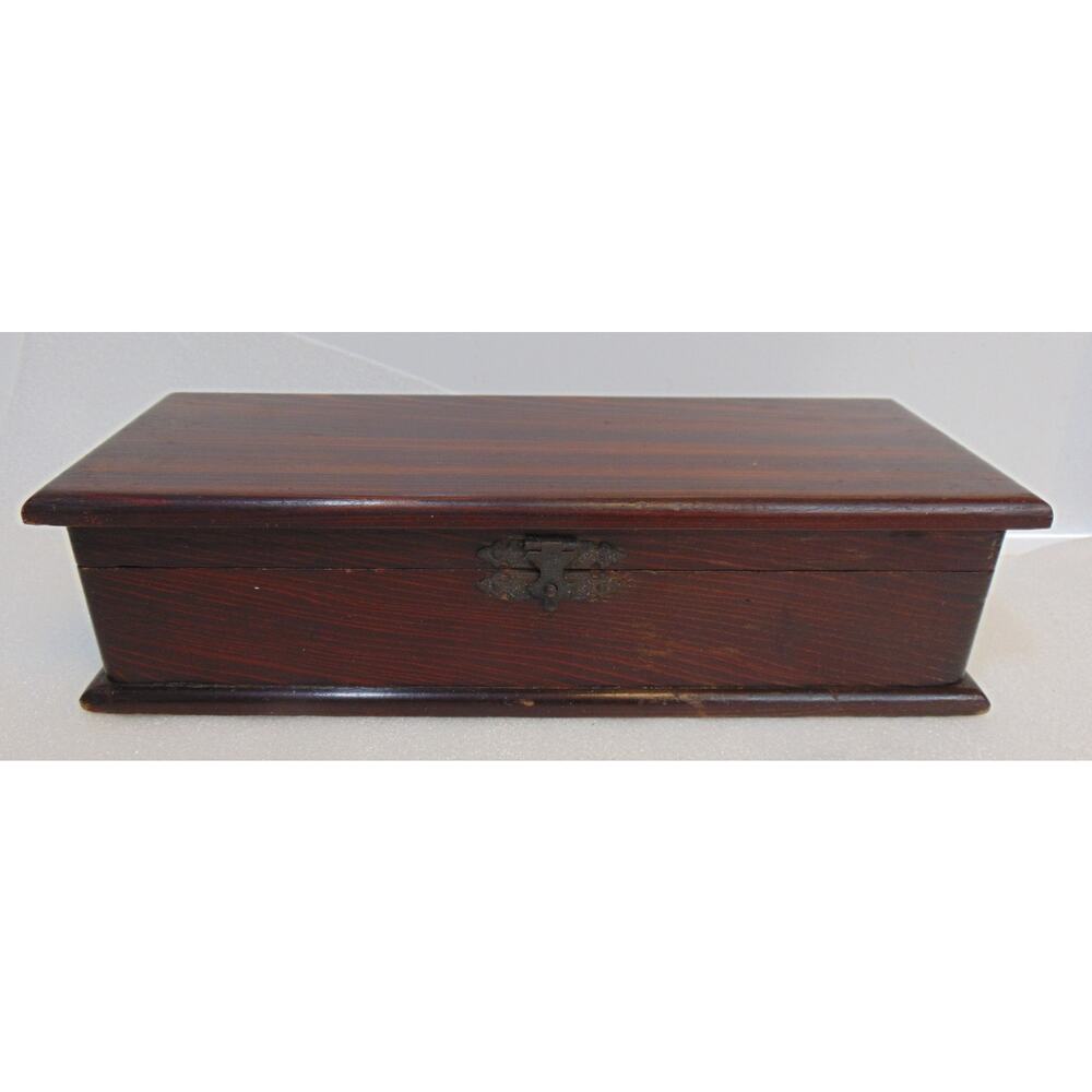 Vintage Large Wood Cigar Box Humidor Tobacco Gold Band 12.25 " x 5" x 3.25" 30's